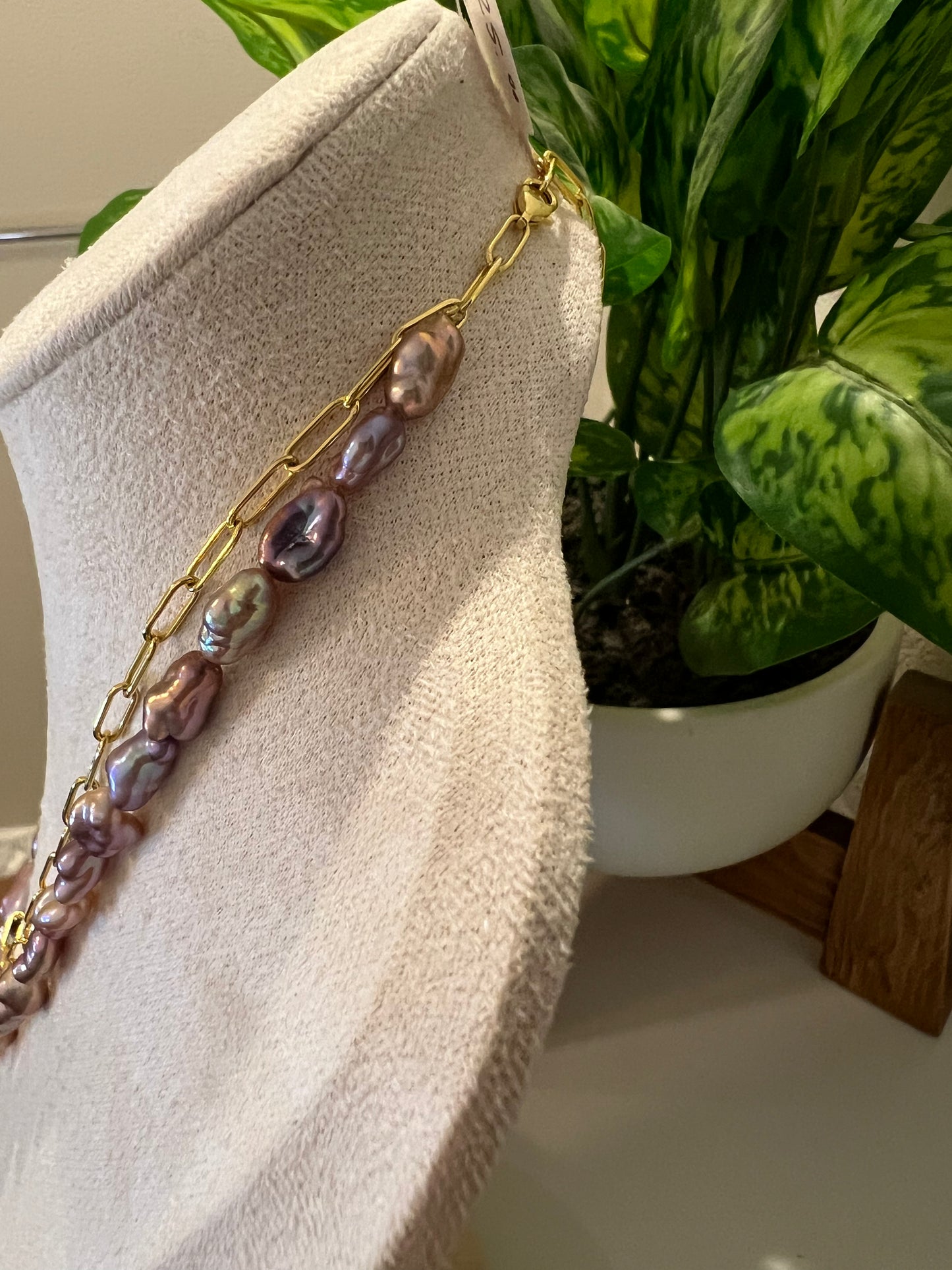 Keshi and button necklace