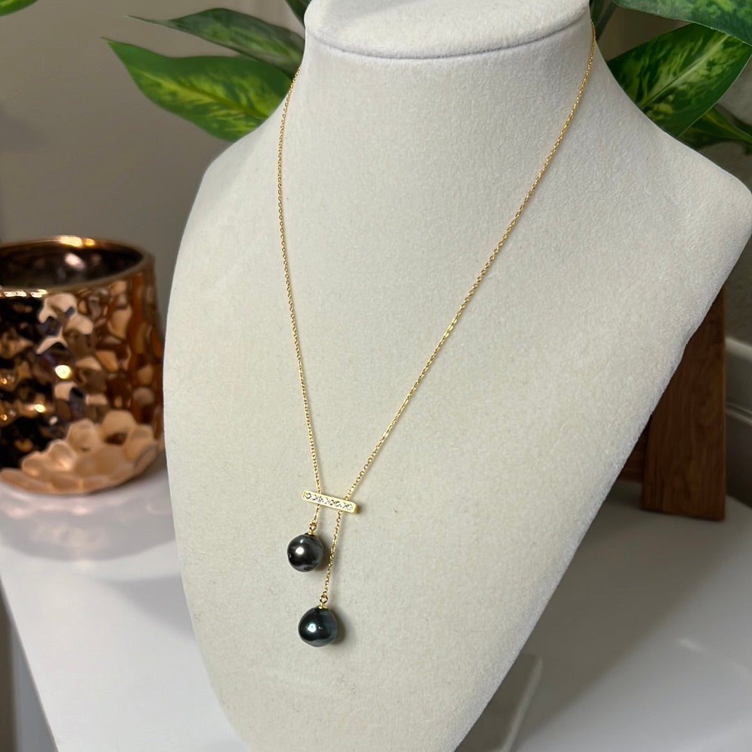 Black Tahitian Double Pearl Necklace