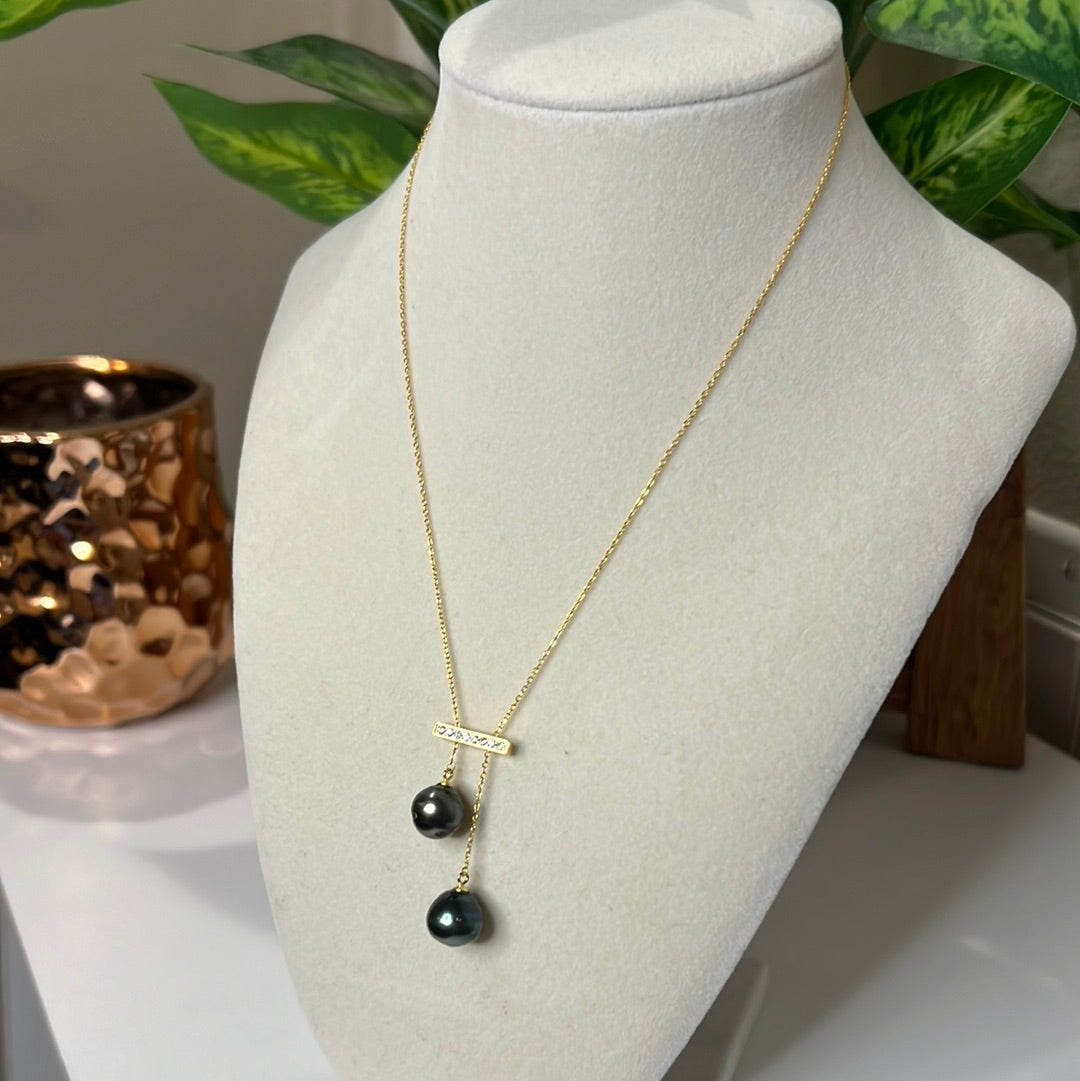 Black Tahitian Double Pearl Necklace