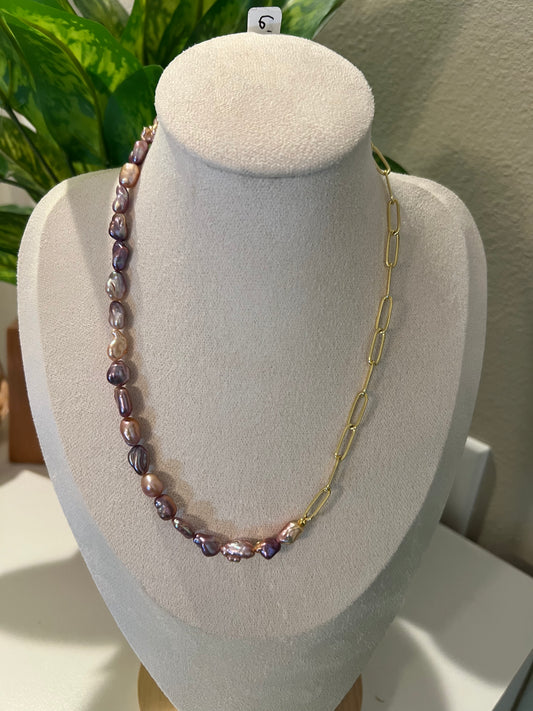 Purple keshi half strand