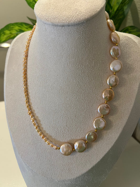 Orange golden pearl necklace